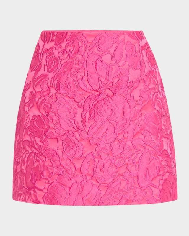 A-Line Floral Jacquard Mini Skirt